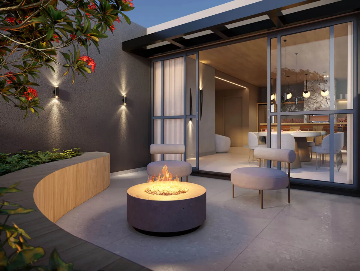 Gourmet rooftop com fireplace